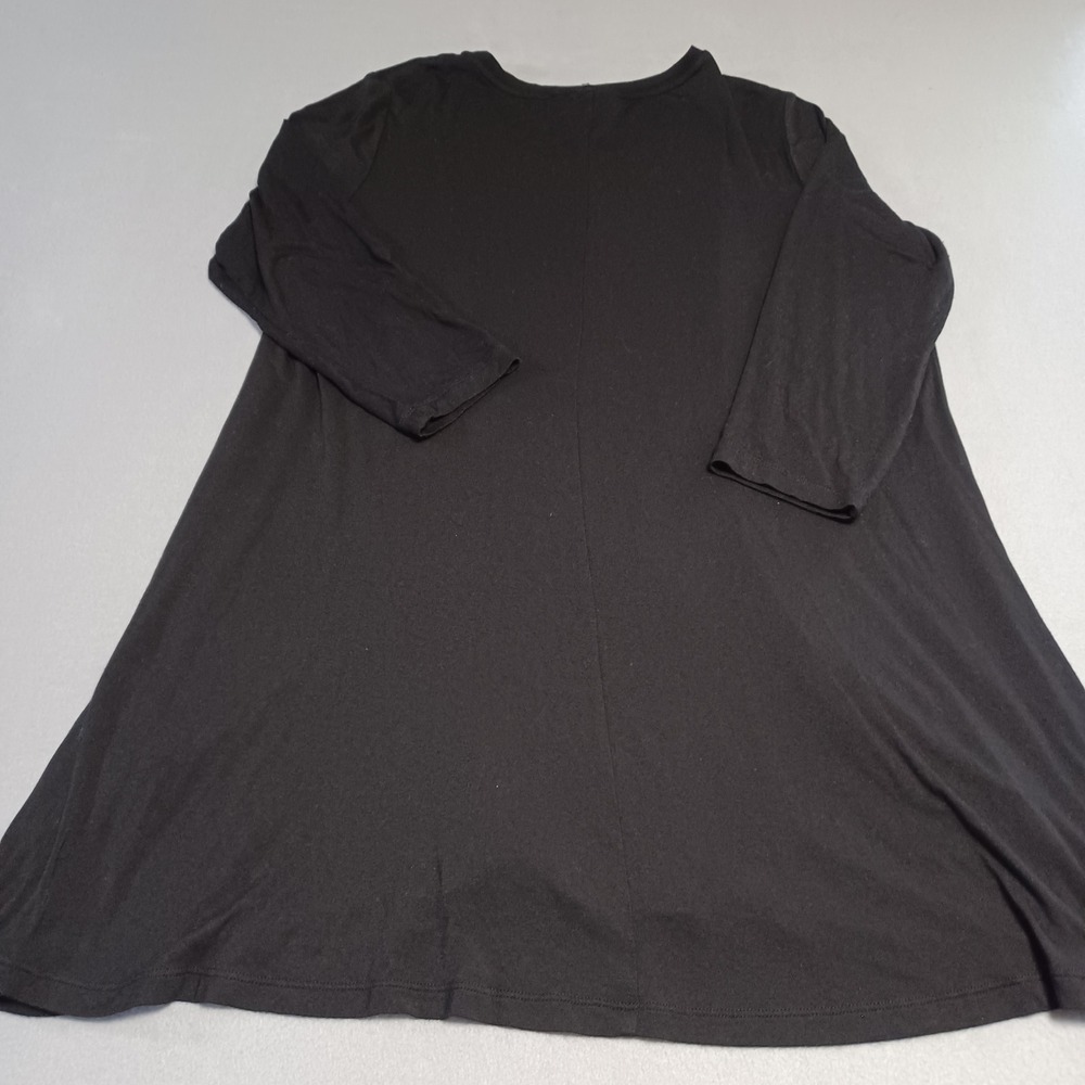 LOGO Lori Goldstein Black Tunic Top 3/4 Sleeve Side Pockets A274101 Womens XL